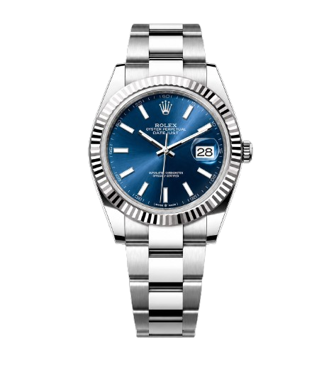 DATE JUST silver , blue dial , president bracelet