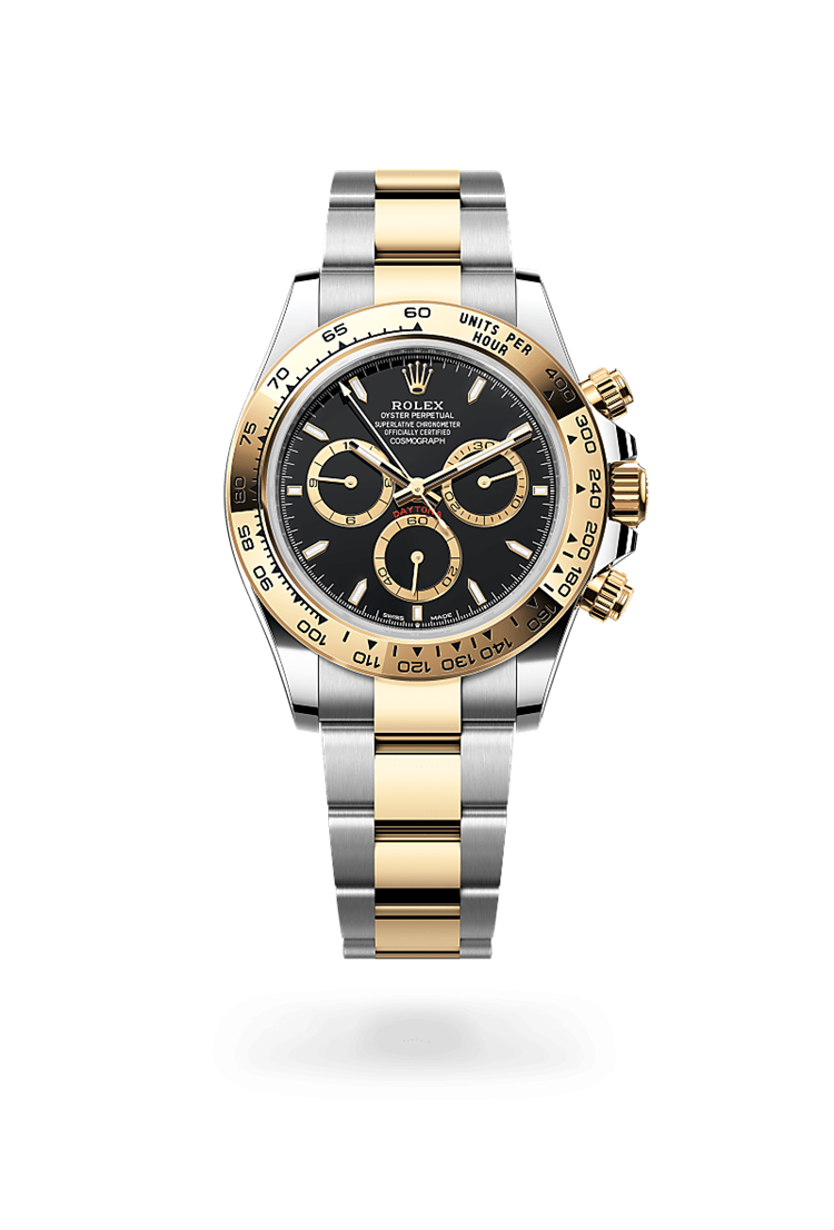 DAYTONA gold-silver , black dial , oyster bracelet