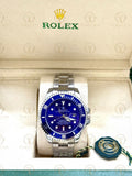 SUBMARINER SMURF silver , blue dial , oyster bracelet