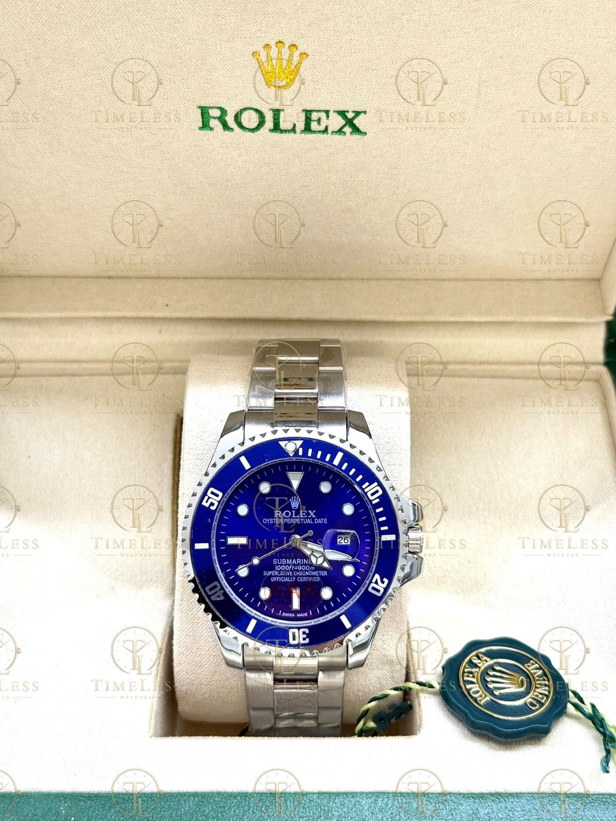 SUBMARINER SMURF silver , blue dial , oyster bracelet
