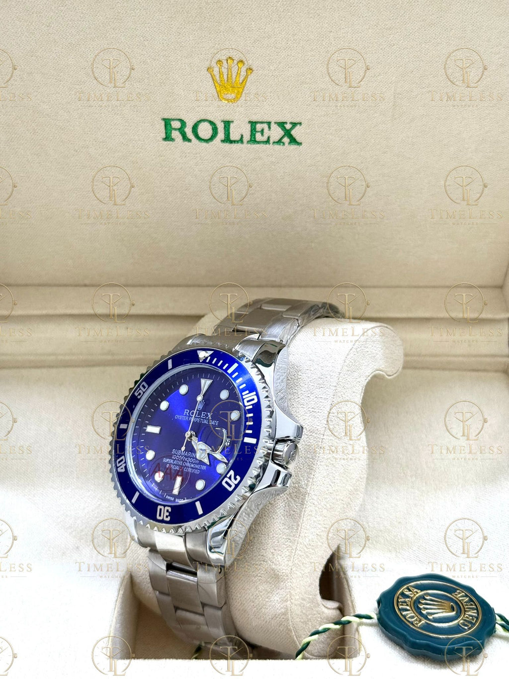SUBMARINER SMURF silver , blue dial , oyster bracelet