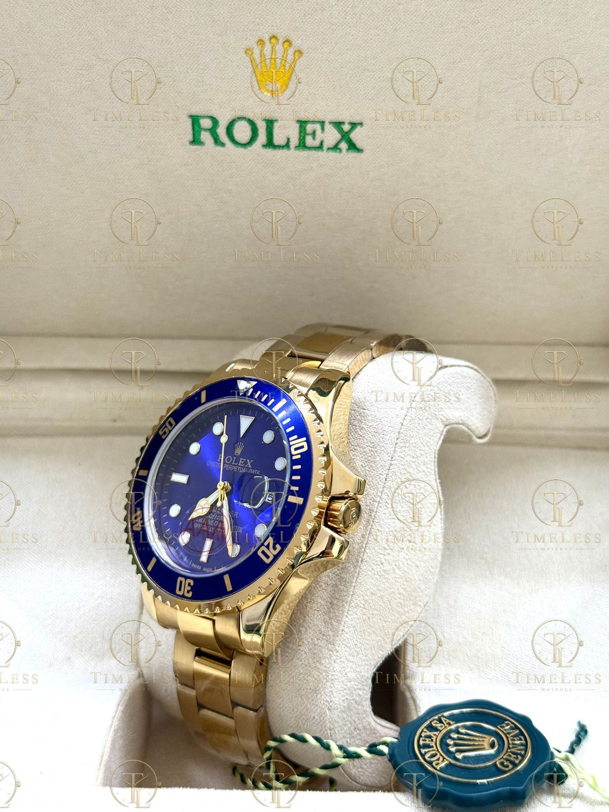 SUBMARINER gold , blue dial, oyster bracelet