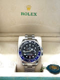GMT MASTER II BATMAN silver , black dial , oyster bracelet