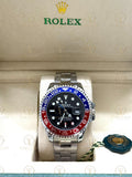 GMT MASTER II PEPSI silver , black dial , oyster bracelet