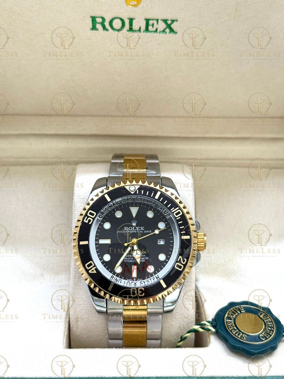 SEA-DWELLER gold-silver , black dial, oyster bracelet