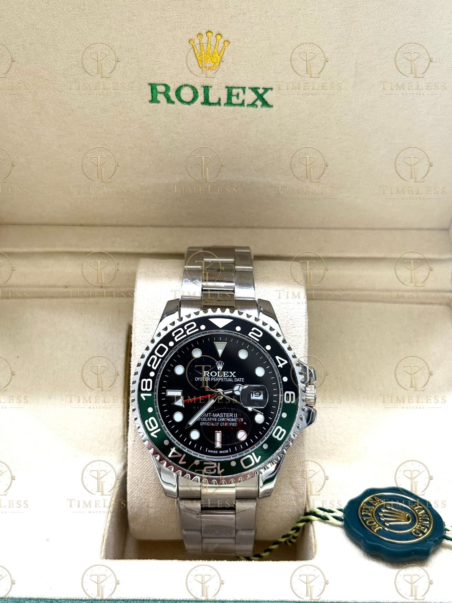 GMT MASTER II SPRITE silver , black dial , oyster bracelet