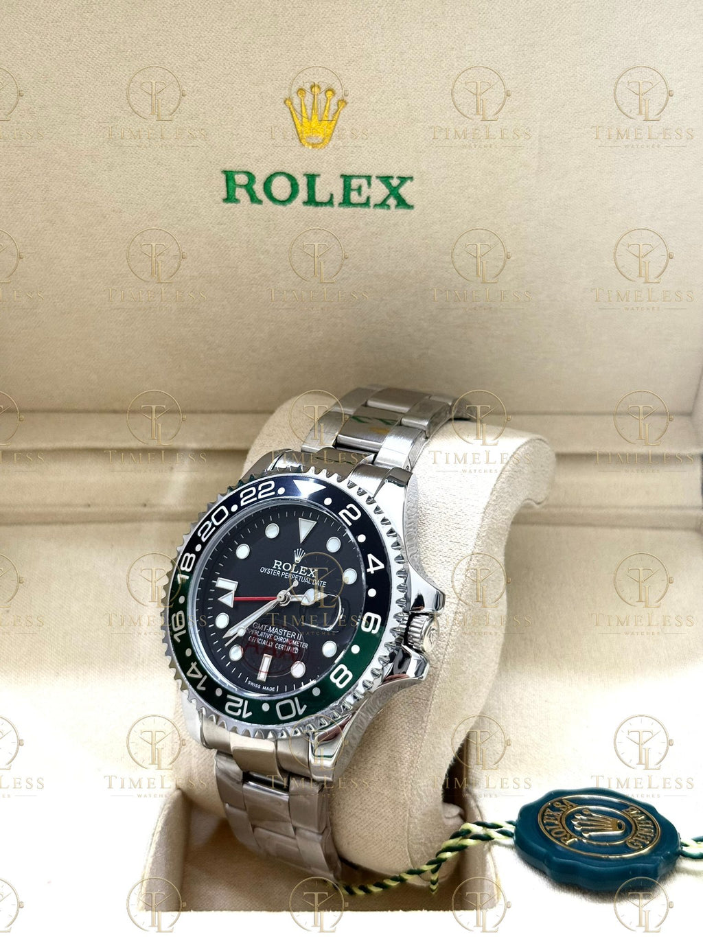 GMT MASTER II SPRITE silver , black dial , oyster bracelet
