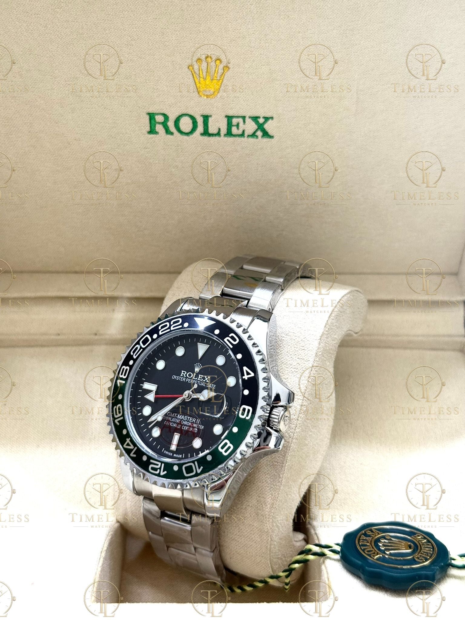 GMT MASTER II SPRITE silver , black dial , oyster bracelet