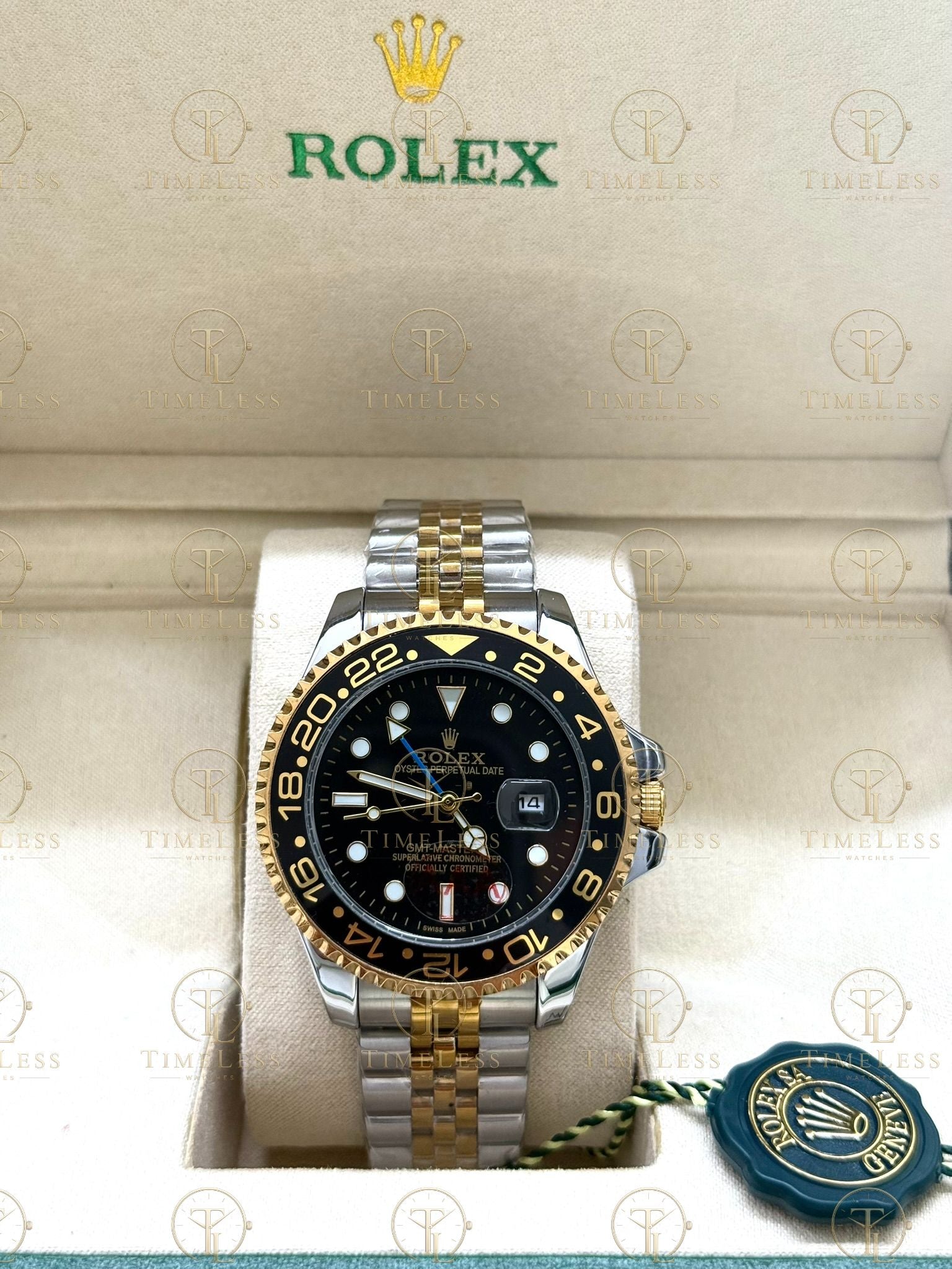 GMT MASTER II ZOMBIE gold-silver , black dial , jubilee bracelet
