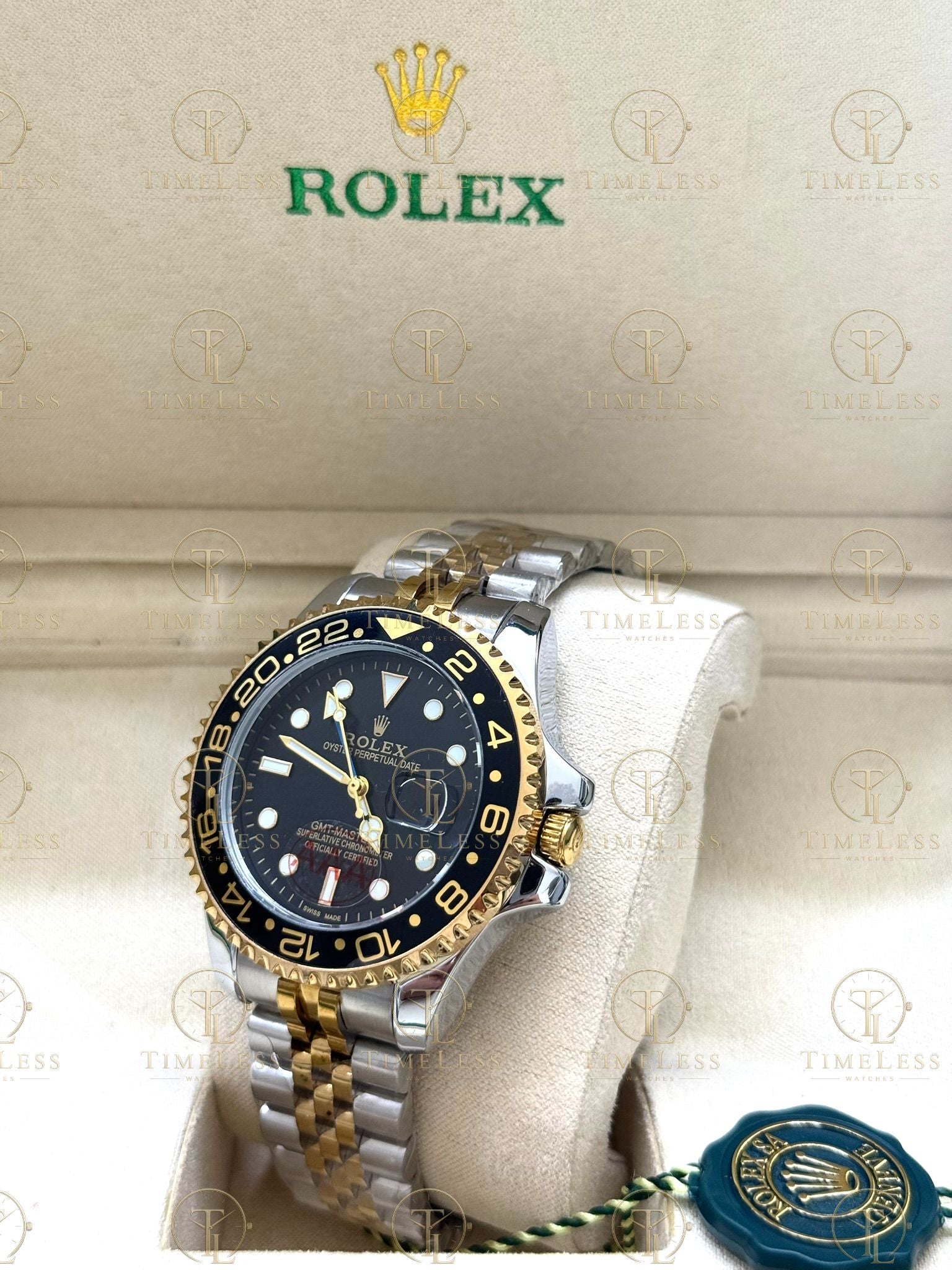 GMT MASTER II ZOMBIE gold-silver , black dial , jubilee bracelet