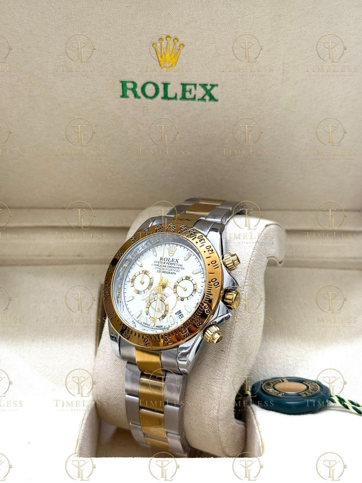 DAYTONA gold-silver , white dial , oyster bracelet