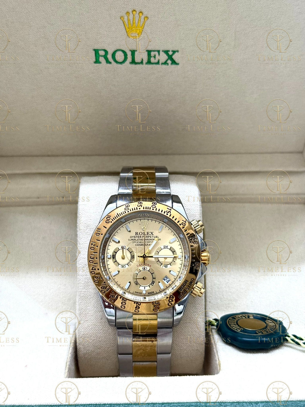 DAYTONA gold-silver , gold dial , oyster bracelet