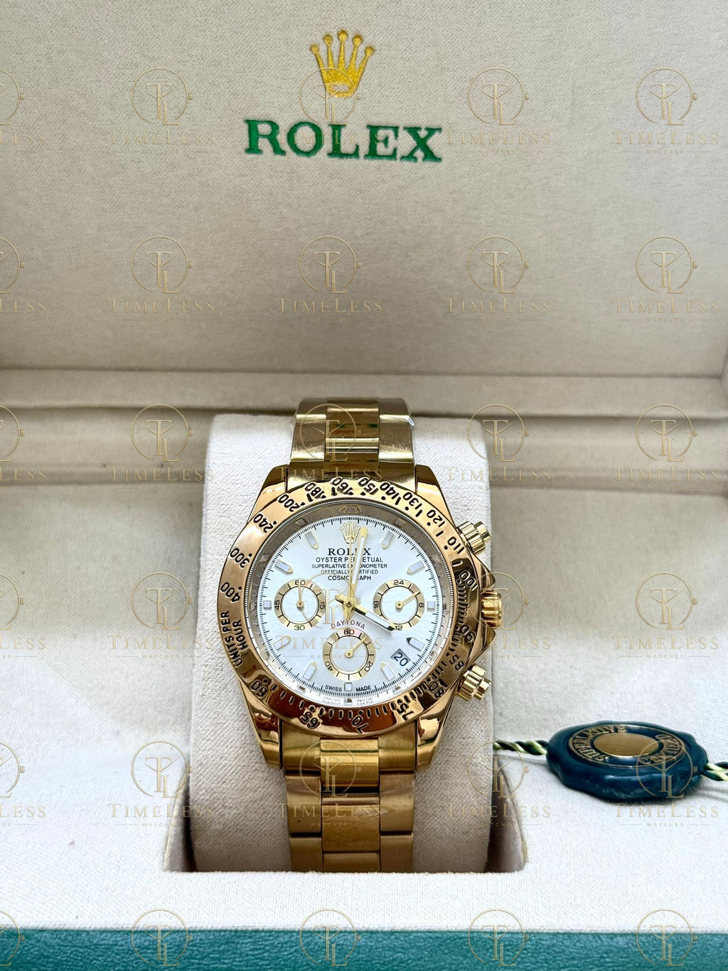 DAYTONA gold , white dial, oyster bracelet