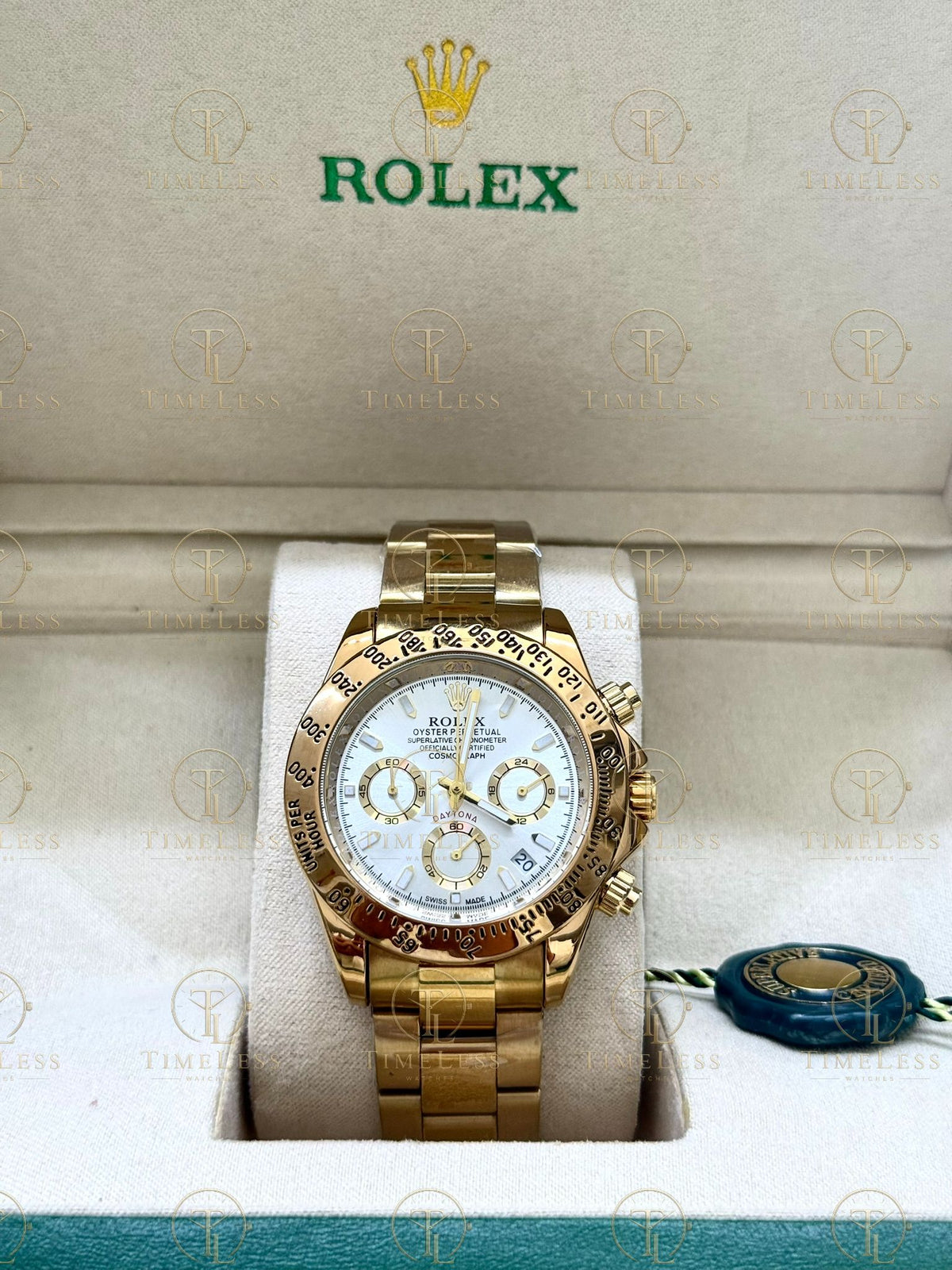 DAYTONA gold , white dial, oyster bracelet