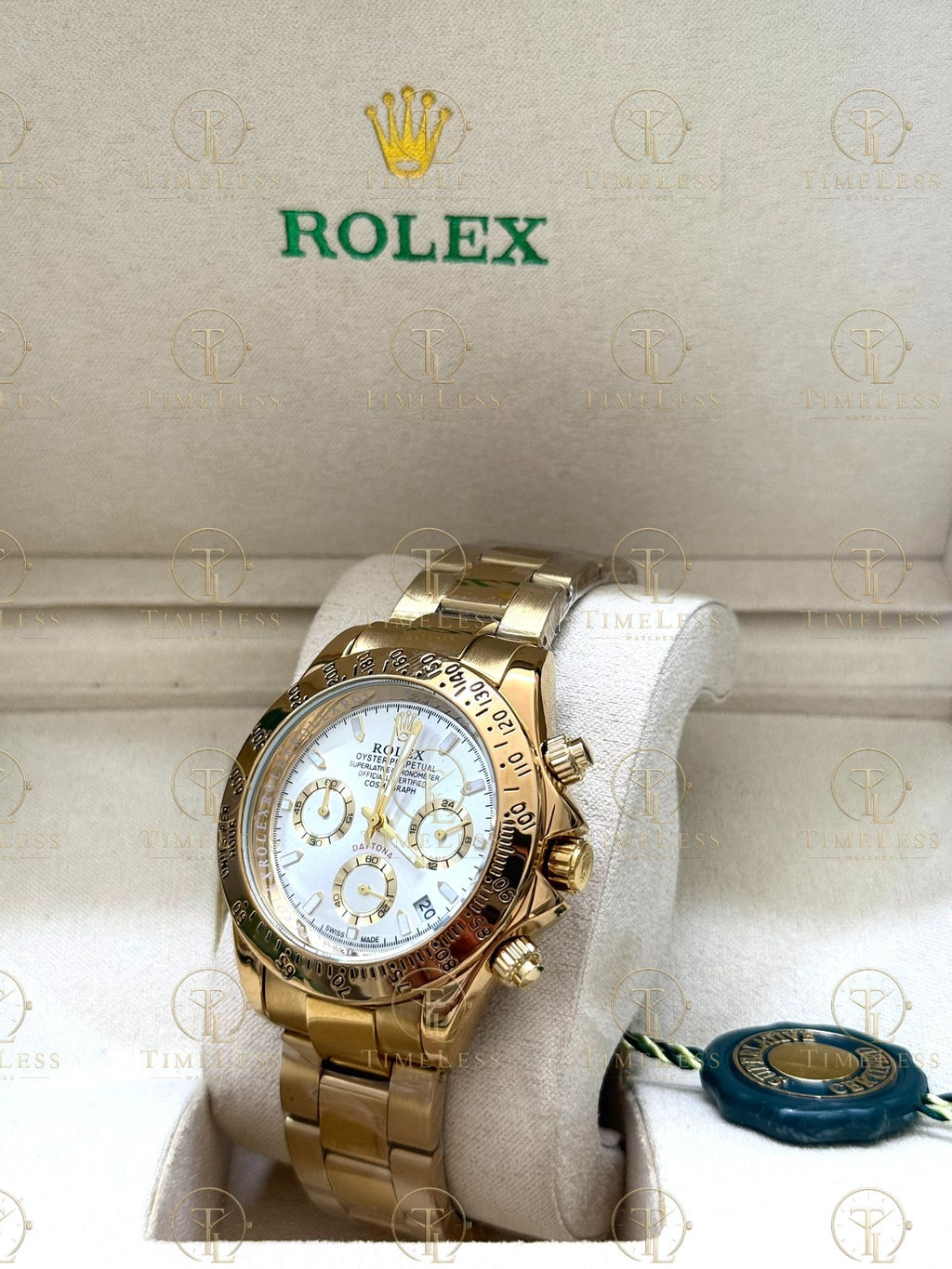 DAYTONA gold , white dial, oyster bracelet