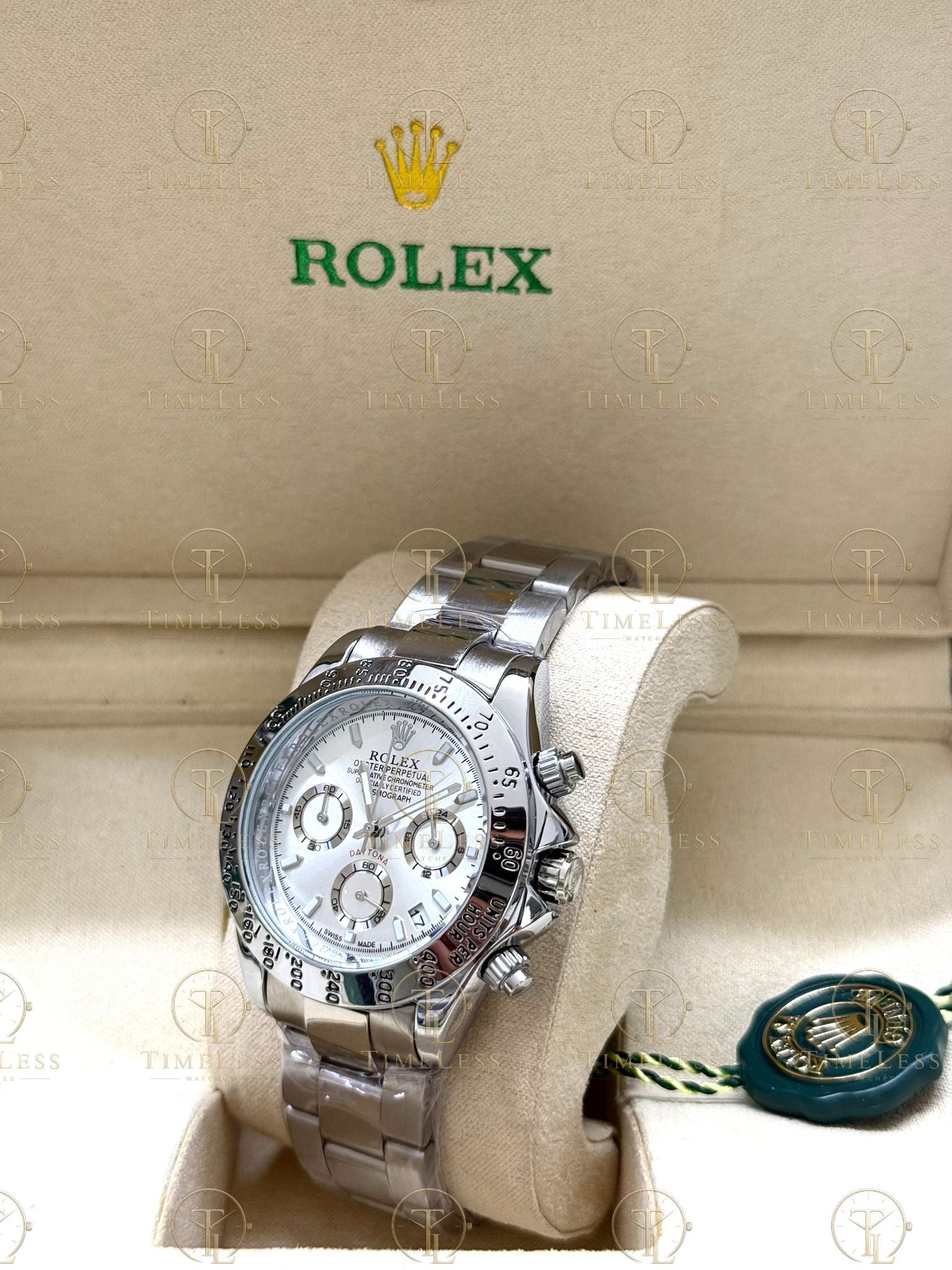 DAYTONA silver , white dial , oyster bracelet