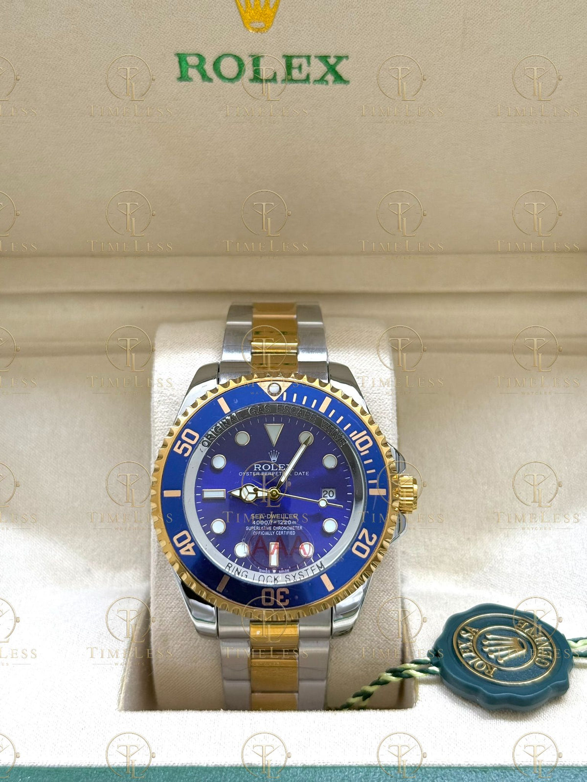 SEA-DWELLER gold-silver , blue dial , oyster bracelet