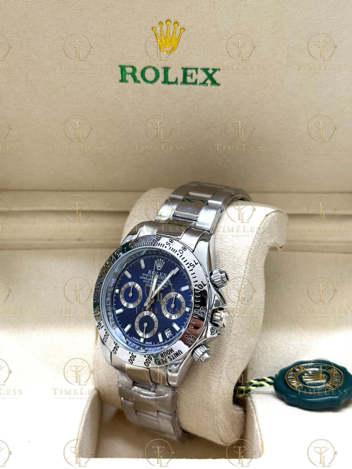 DAYTONA silver , dark blue dial , oyster bracelet