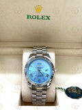 DAY-DATE silver , blue of the heaven roman dial , president bracelet