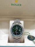 DAY-DATE silver , green roman dial , president bracelet