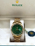 DATE JUST gold , green roman dial , president bracelet