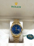 DATE JUST gold , blue roman dial , president bracelet