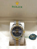 DATE JUST gold-silver , grey roman dial , president bracelet