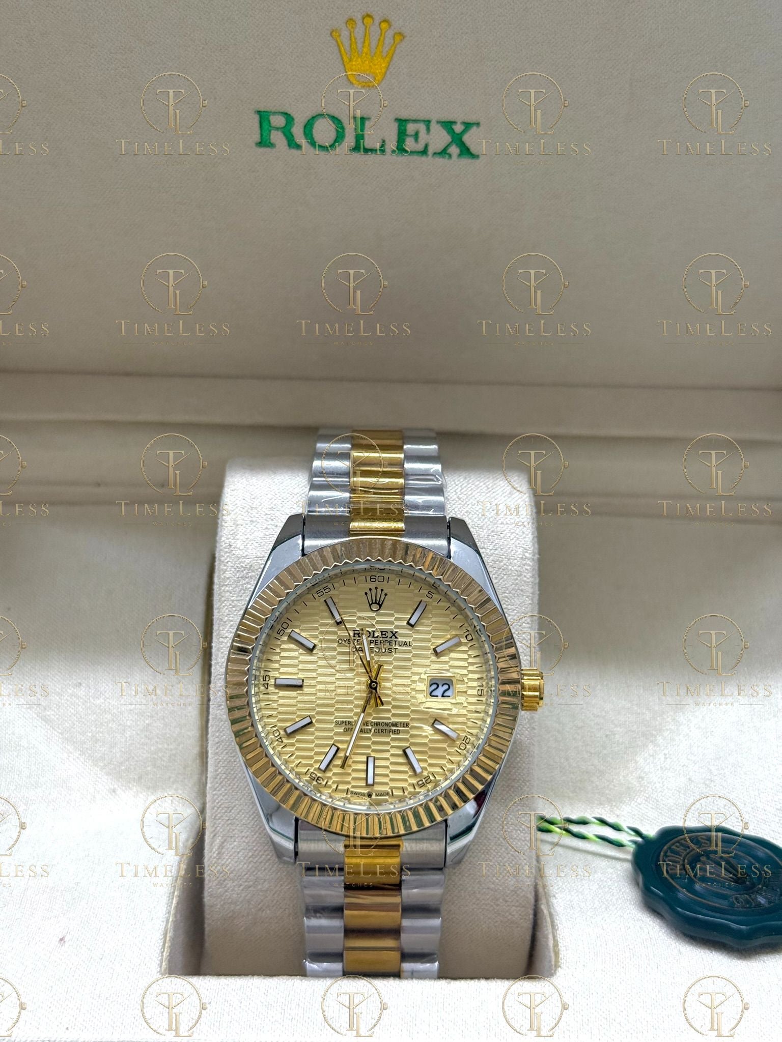 DATE JUST gold-silver , gold dial , president bracelet