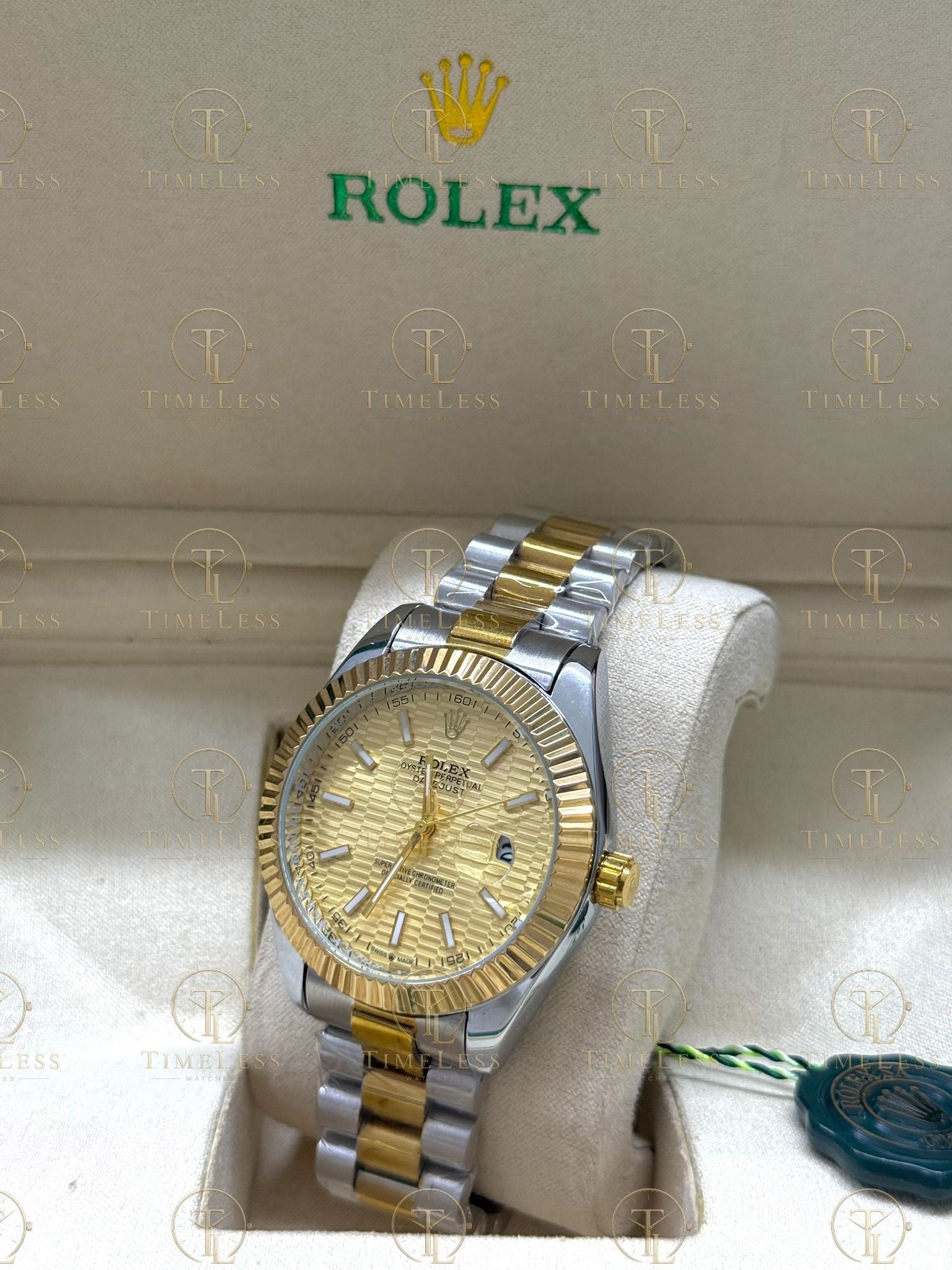 DATE JUST gold-silver , gold dial , president bracelet